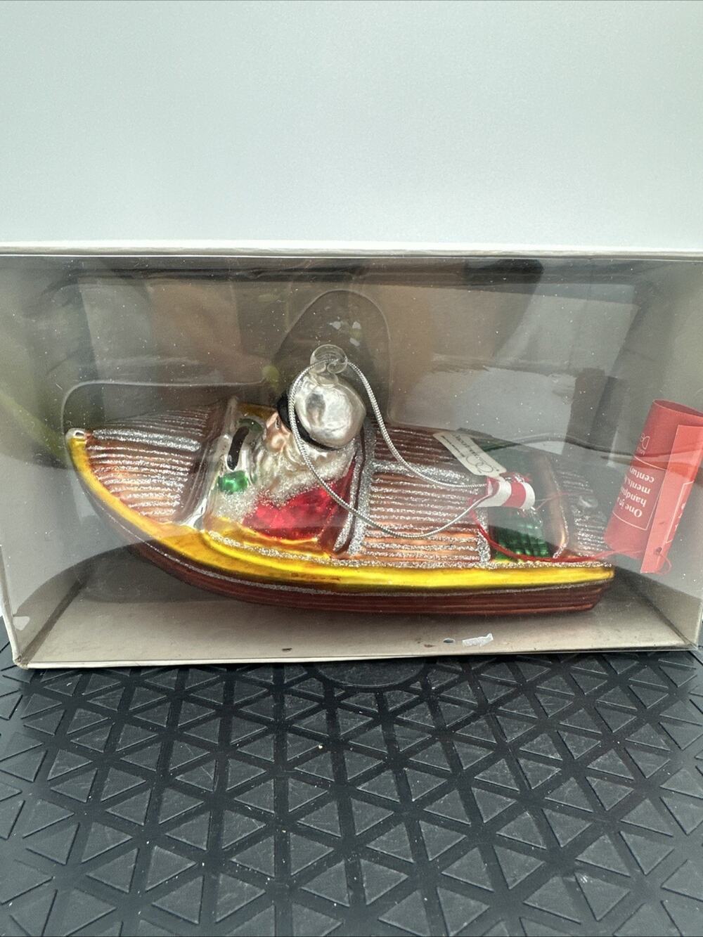 "Dept.56" Mercury Glass Speed Boat Ornament “ Kris”Hand Painted VTG RARE NEW